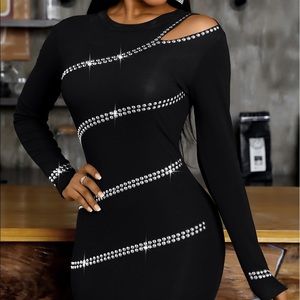 Call Me One Shoulder Long Sleeve Bodycon Dress